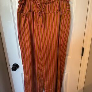 Striped Pink and Olive Women's Trousers